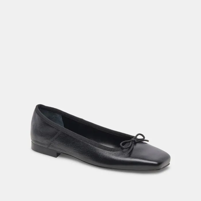 Dolce Vita Anisa Ballet Flats Black Leather Women Flats and Loafers