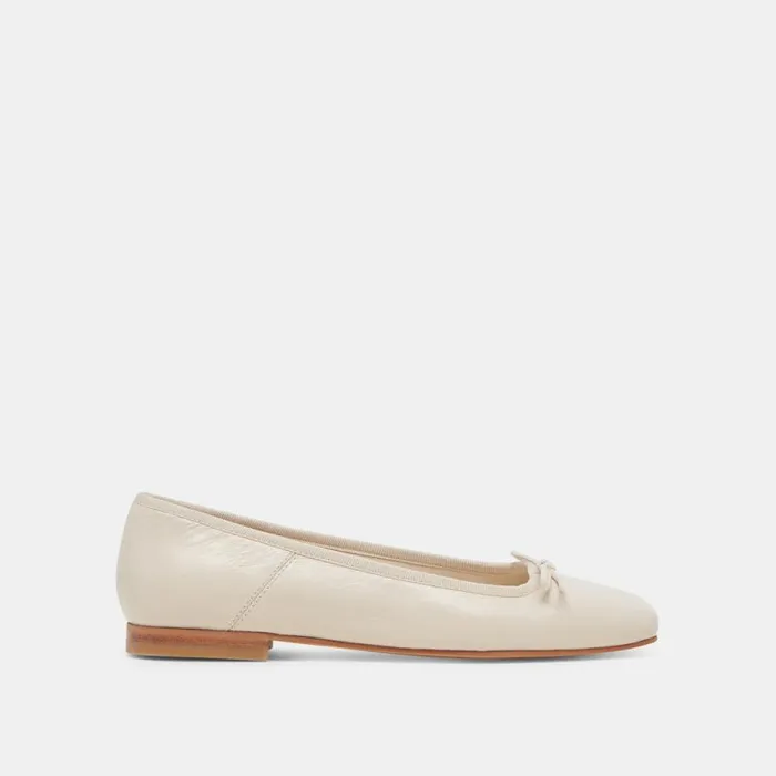 Dolce Vita Anisa Ballet Flats Creme Crinkle Patent Women Flats and Loafers