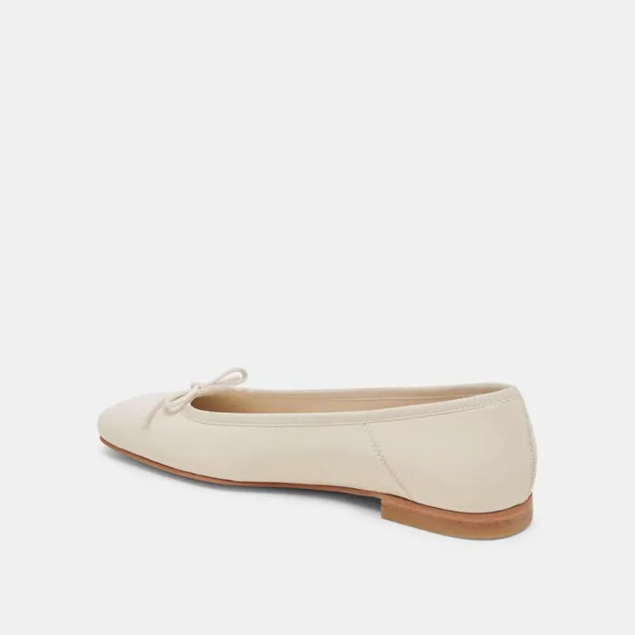Dolce Vita Anisa Ballet Flats Creme Crinkle Patent Women Flats and Loafers