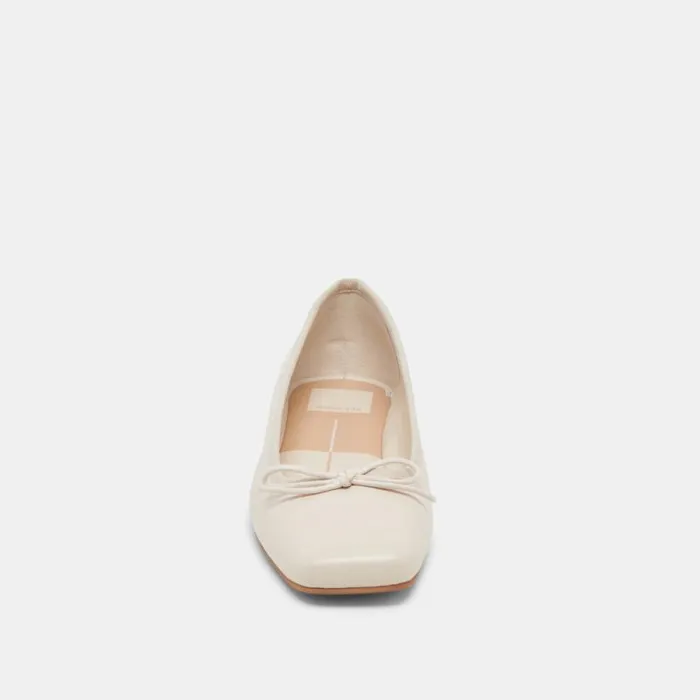 Dolce Vita Anisa Ballet Flats Creme Crinkle Patent Women Flats and Loafers