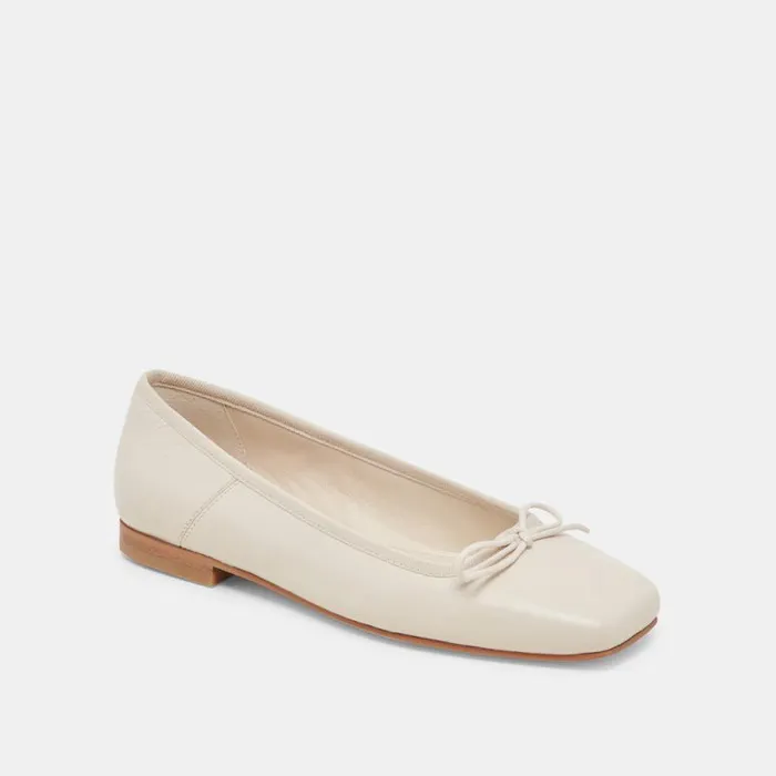 Dolce Vita Anisa Ballet Flats Creme Crinkle Patent Women Flats and Loafers
