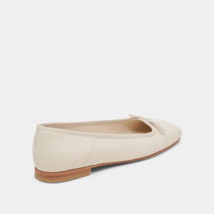 Dolce Vita Anisa Ballet Flats Creme Crinkle Patent Women Flats and Loafers