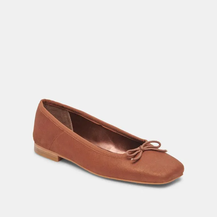 Dolce Vita Anisa Wide Ballet Flats Copper Metallic Suede Women Flats and Loafers