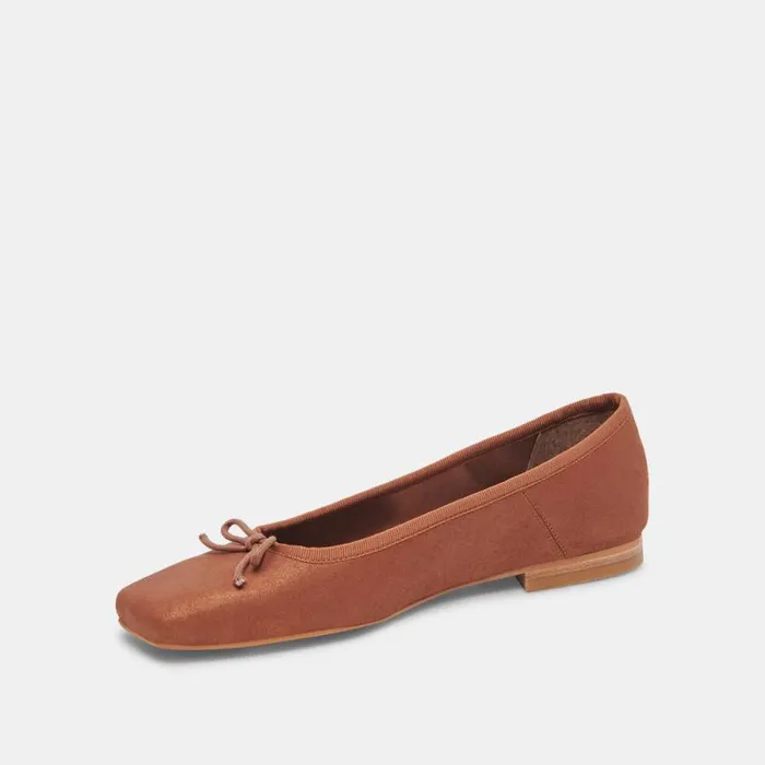 Dolce Vita Anisa Wide Ballet Flats Copper Metallic Suede Women Flats and Loafers