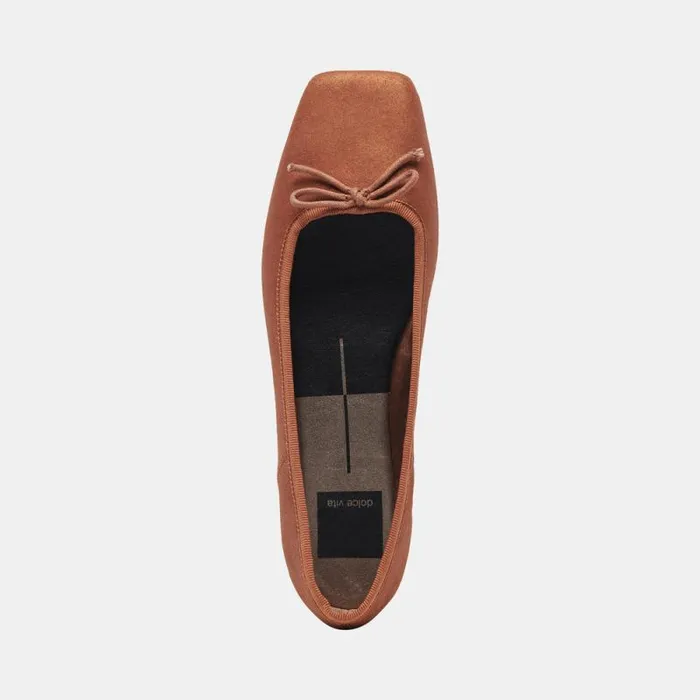 Dolce Vita Anisa Wide Ballet Flats Copper Metallic Suede Women Flats and Loafers