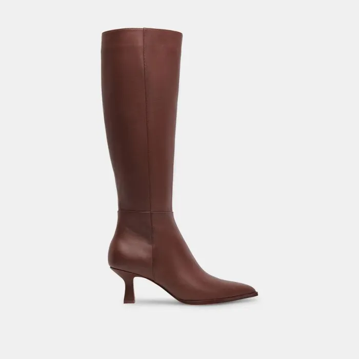 Dolce Vita Auggie Wide Calf Boots Chocolate Leather Women Boots and Booties