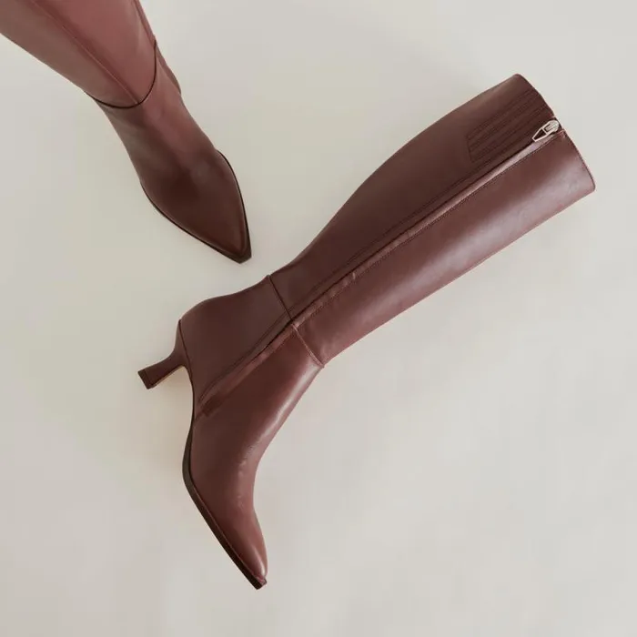 Dolce Vita Auggie Wide Calf Boots Chocolate Leather Women Boots and Booties