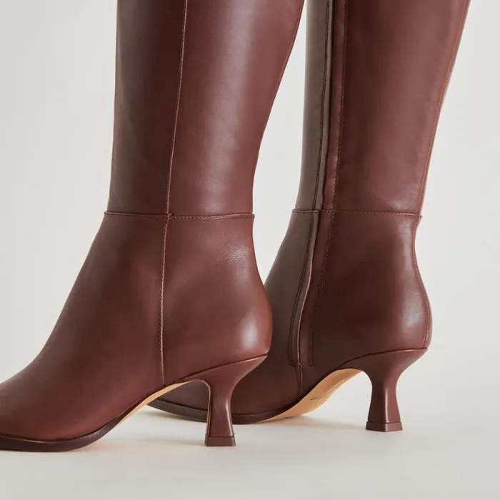 Dolce Vita Auggie Wide Calf Boots Chocolate Leather Women Boots and Booties