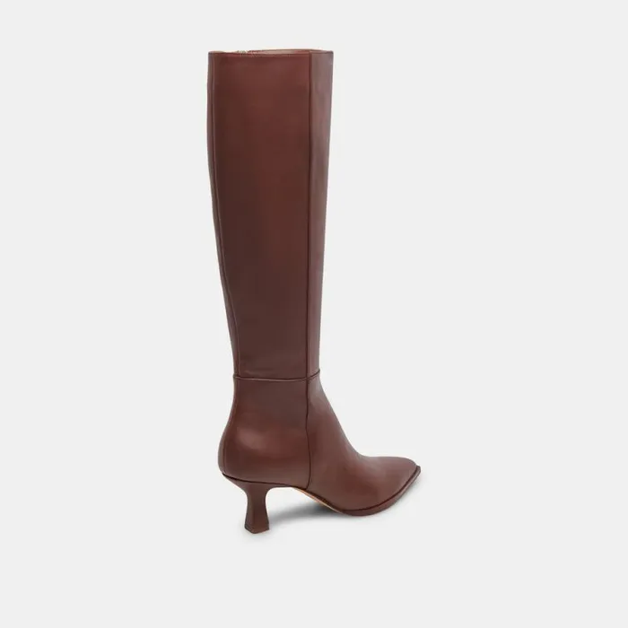 Dolce Vita Auggie Wide Calf Boots Chocolate Leather Women Boots and Booties