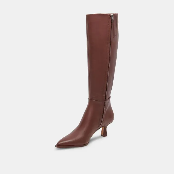 Dolce Vita Auggie Wide Calf Boots Chocolate Leather Women Boots and Booties