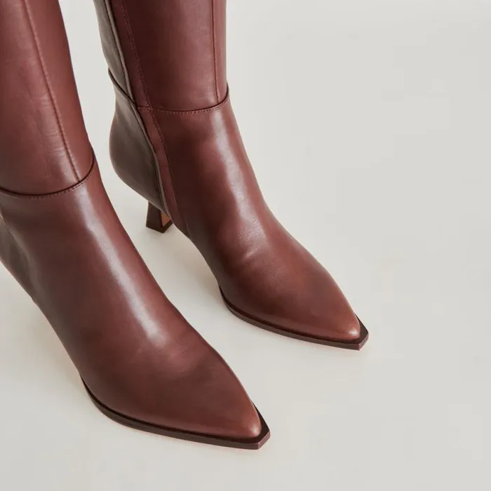 Dolce Vita Auggie Wide Calf Boots Chocolate Leather Women Boots and Booties