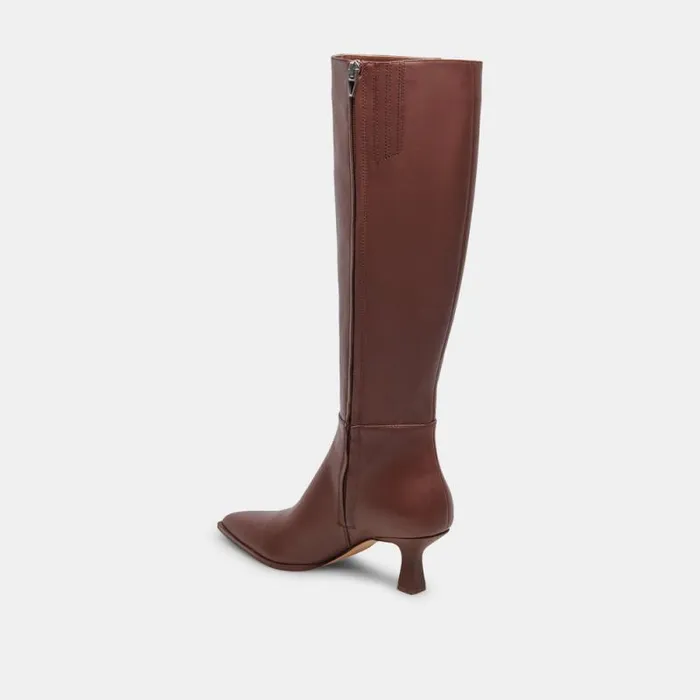 Dolce Vita Auggie Wide Calf Boots Chocolate Leather Women Boots and Booties