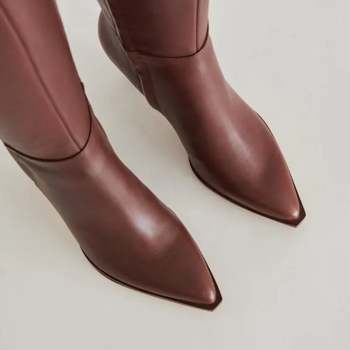 Dolce Vita Auggie Wide Calf Boots Chocolate Leather Women Boots and Booties