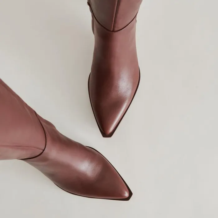 Dolce Vita Auggie Wide Calf Boots Chocolate Leather Women Boots and Booties