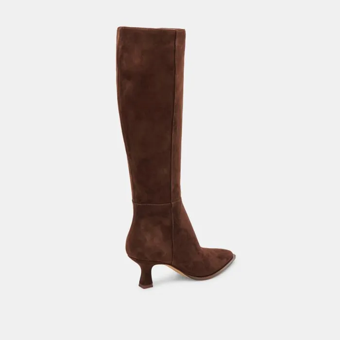 Dolce Vita Auggie Wide Calf Boots Dk Brown Suede Women Boots and Booties