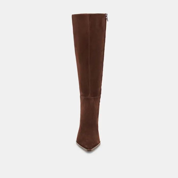 Dolce Vita Auggie Wide Calf Boots Dk Brown Suede Women Boots and Booties