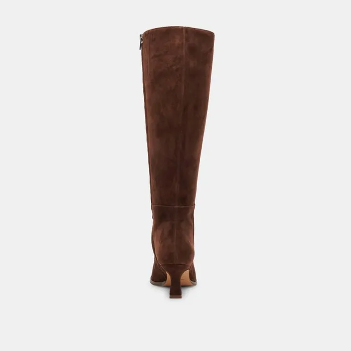 Dolce Vita Auggie Wide Calf Boots Dk Brown Suede Women Boots and Booties