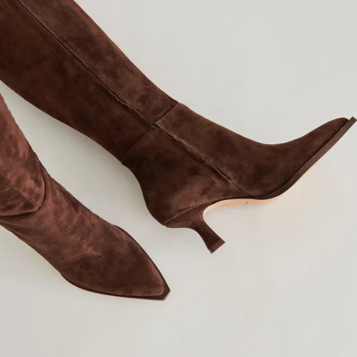 Dolce Vita Auggie Wide Calf Boots Dk Brown Suede Women Boots and Booties