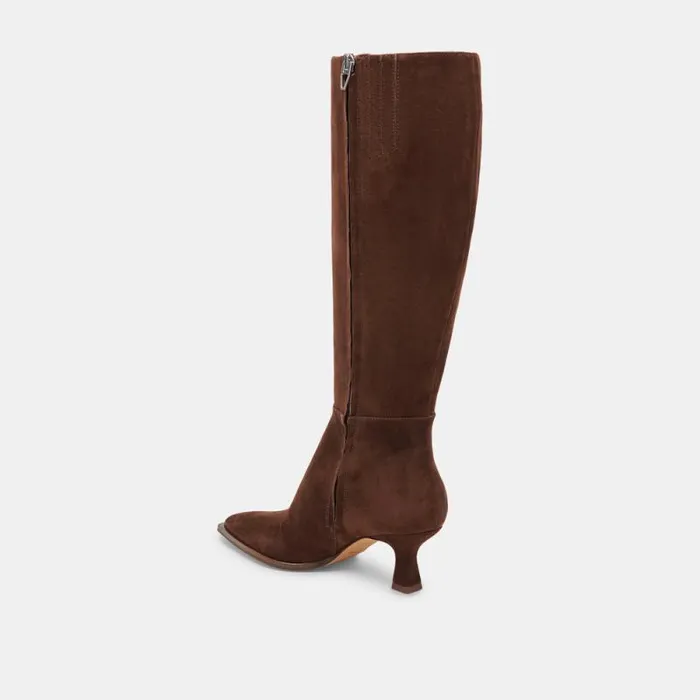 Dolce Vita Auggie Wide Calf Boots Dk Brown Suede Women Boots and Booties