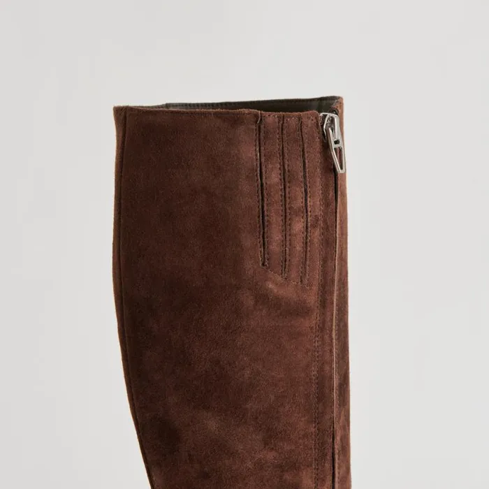 Dolce Vita Auggie Wide Calf Boots Dk Brown Suede Women Boots and Booties