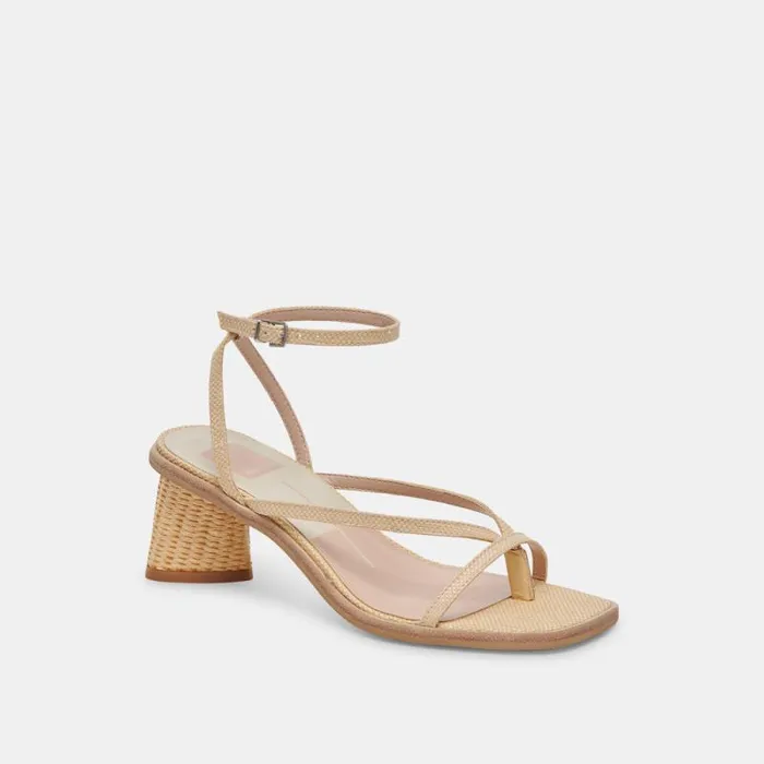 Dolce Vita Banita Sandals Lt Natural Raffia Women Heels