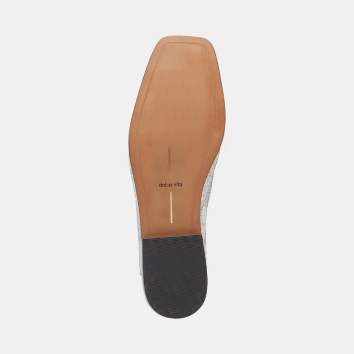 Dolce Vita Beny Flats Silver Distressed Leather Women Flats and Loafers