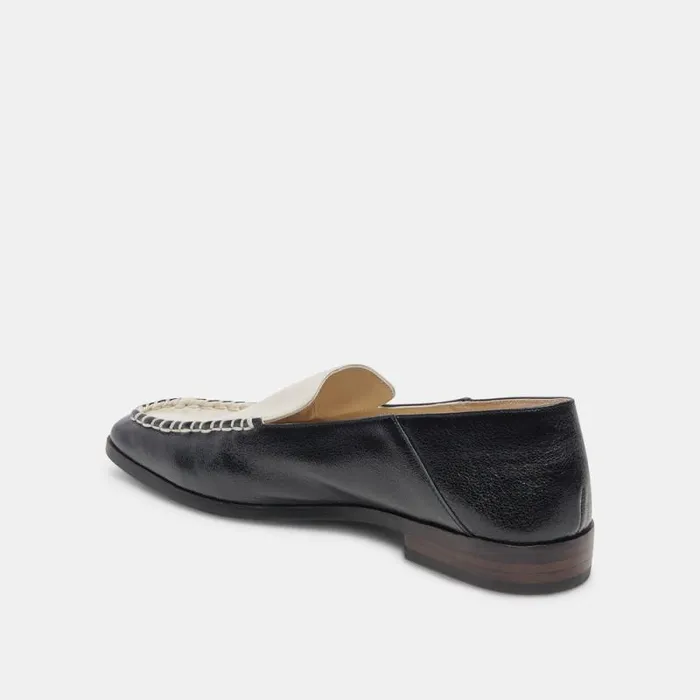 Dolce Vita Beny Wide Flats White Black Crinkle Patent Women Flats and Loafers