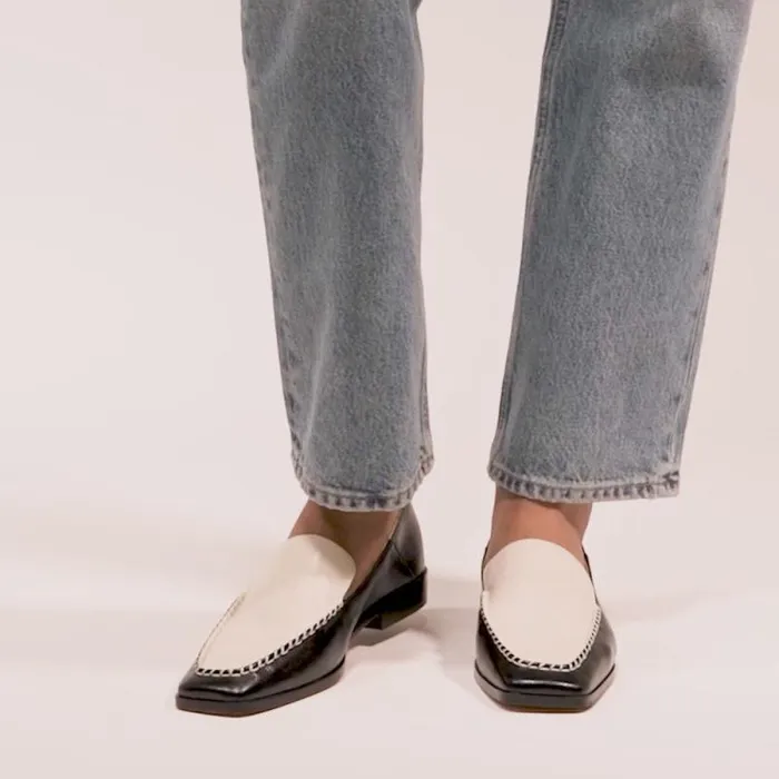 Dolce Vita Beny Wide Flats White Black Crinkle Patent Women Flats and Loafers