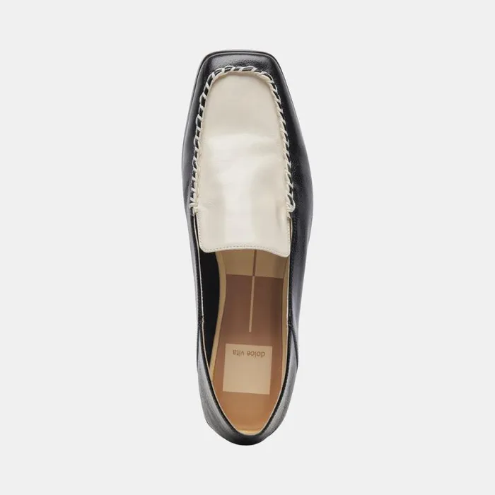 Dolce Vita Beny Wide Flats White Black Crinkle Patent Women Flats and Loafers