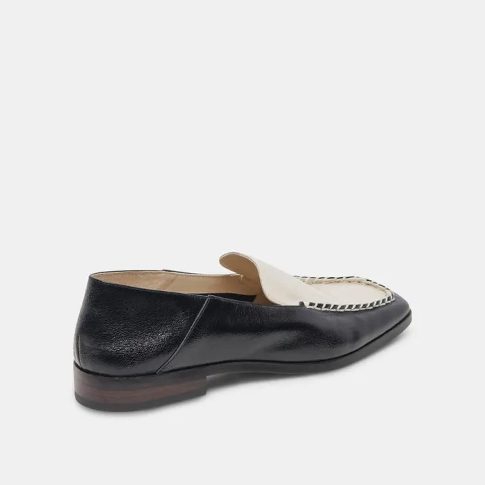 Dolce Vita Beny Wide Flats White Black Crinkle Patent Women Flats and Loafers