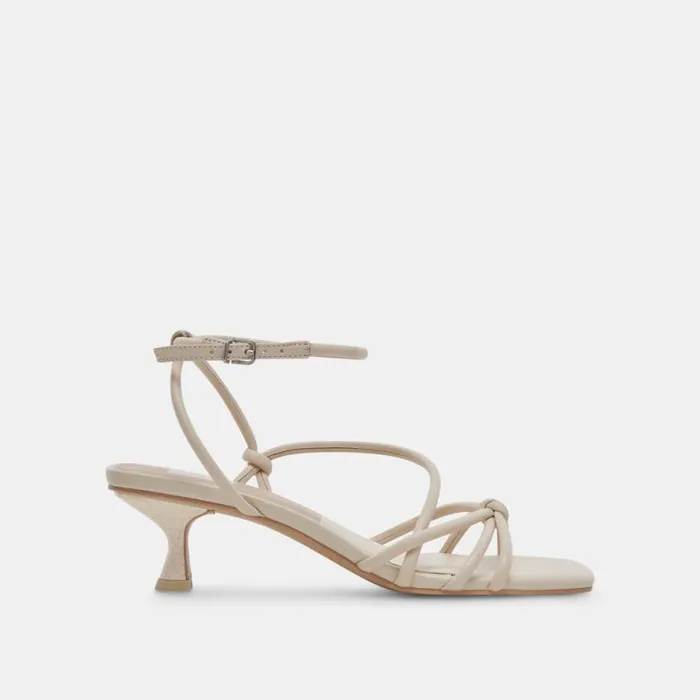 Dolce Vita Bev Wide Heels Ivory Leather Women Sandals