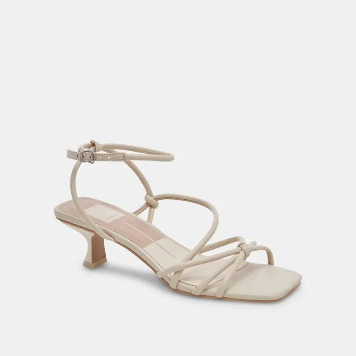 Dolce Vita Bev Wide Heels Ivory Leather Women Sandals