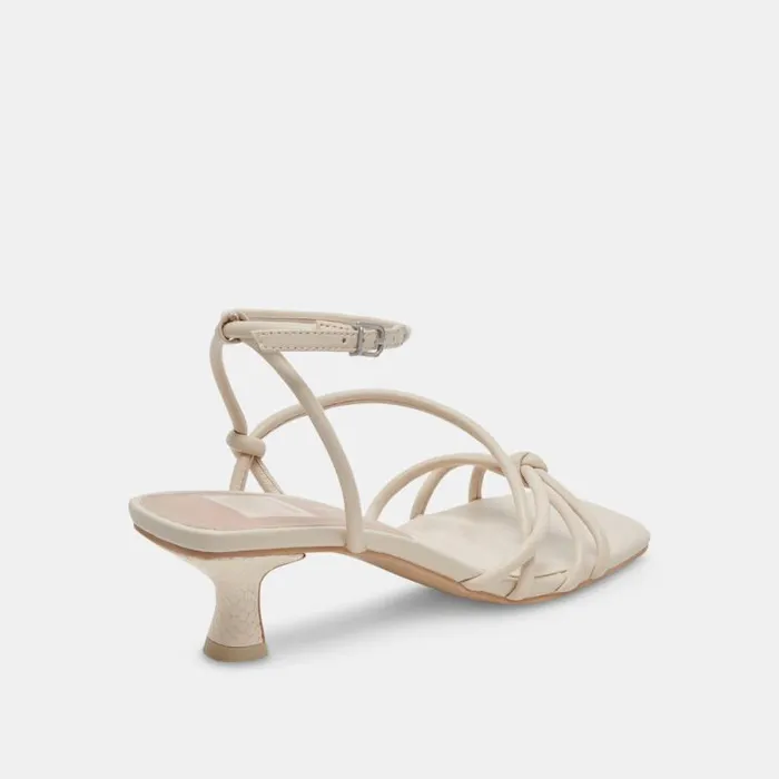 Dolce Vita Bev Wide Heels Ivory Leather Women Sandals