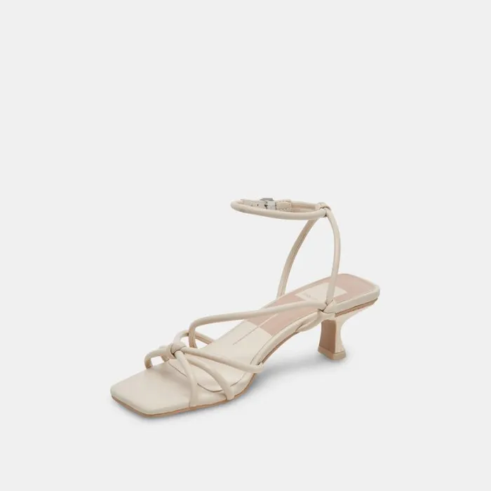 Dolce Vita Bev Wide Heels Ivory Leather Women Sandals