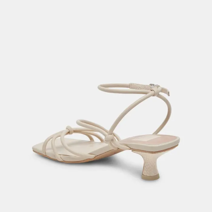 Dolce Vita Bev Wide Heels Ivory Leather Women Sandals