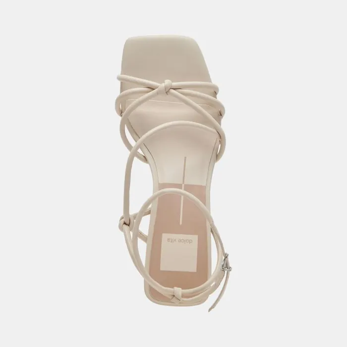 Dolce Vita Bev Wide Heels Ivory Leather Women Sandals