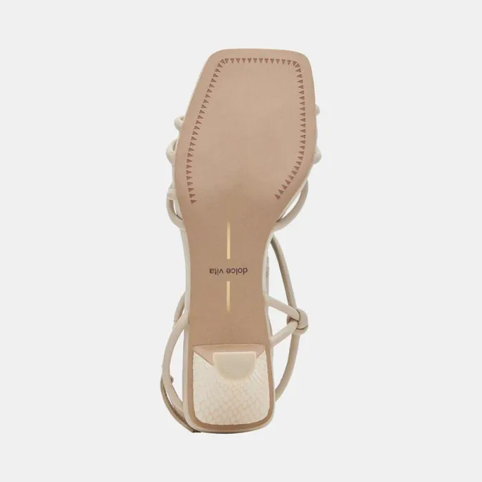 Dolce Vita Bev Wide Heels Ivory Leather Women Sandals