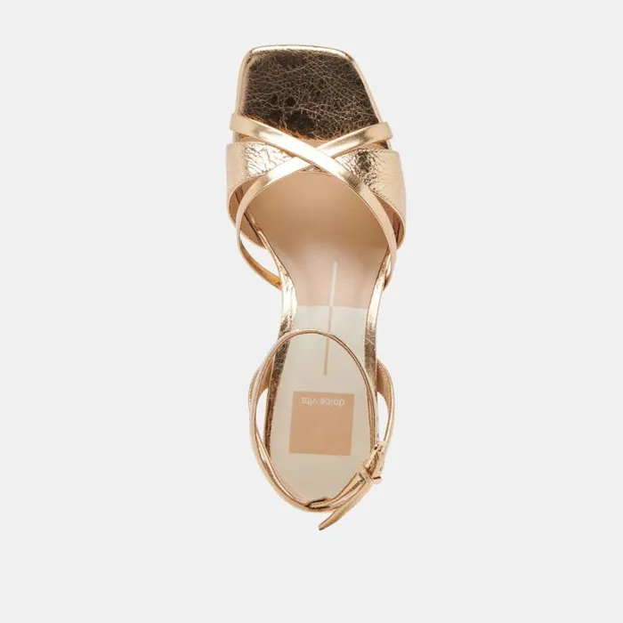 Dolce Vita Blakly Heels Gold Distressed Leather Women Heels