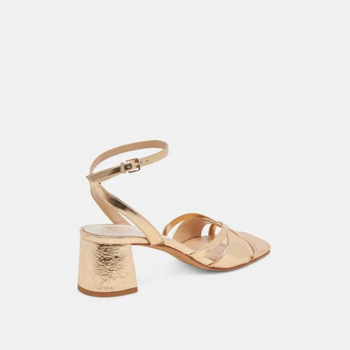 Dolce Vita Blakly Heels Gold Distressed Leather Women Heels