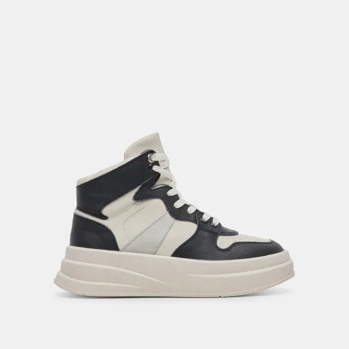 Dolce Vita Brax Sneaker White Black Leather Women Sneakers