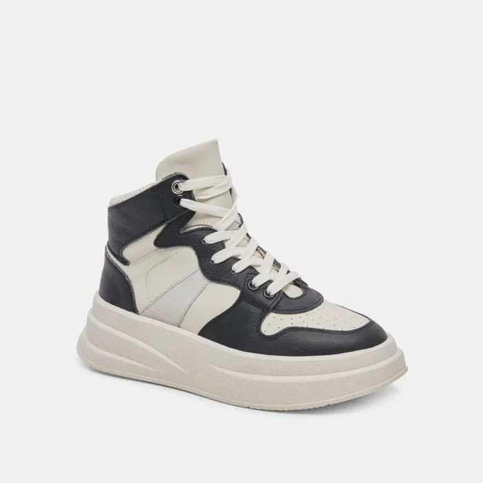 Dolce Vita Brax Sneaker White Black Leather Women Sneakers