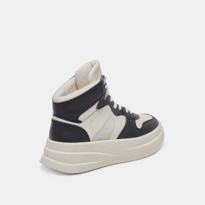 Dolce Vita Brax Sneaker White Black Leather Women Sneakers