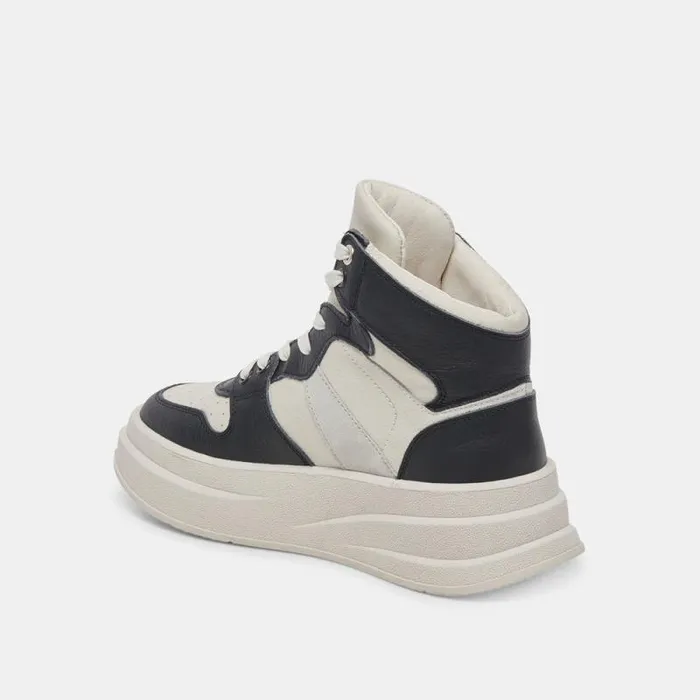 Dolce Vita Brax Sneaker White Black Leather Women Sneakers