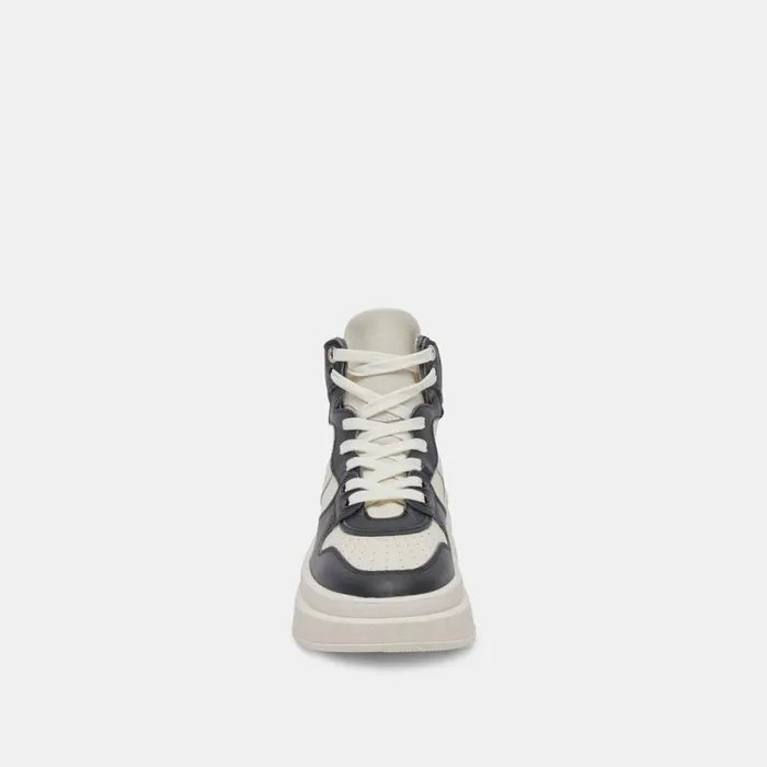 Dolce Vita Brax Sneaker White Black Leather Women Sneakers