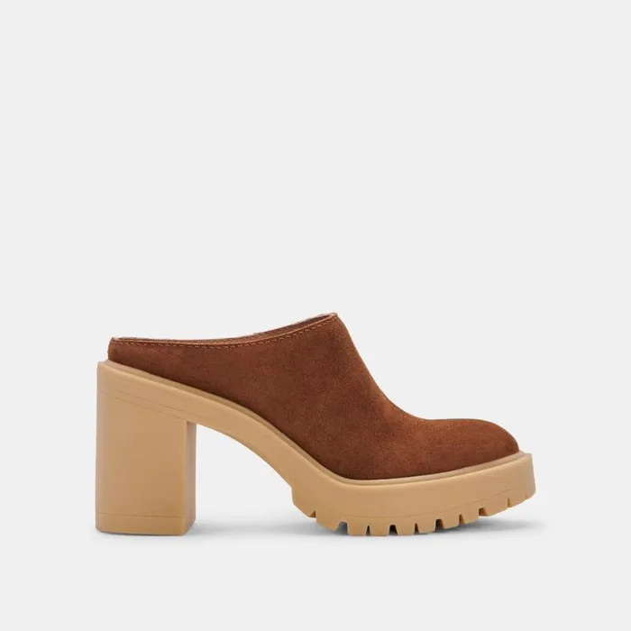 Dolce Vita Carry Heels Camel Suede Women Mules and Clogs