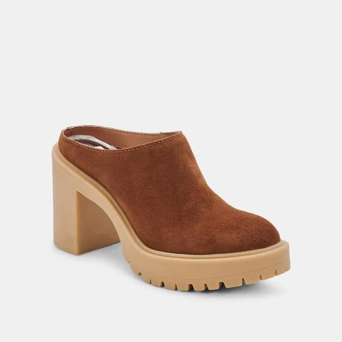 Dolce Vita Carry Heels Camel Suede Women Mules and Clogs