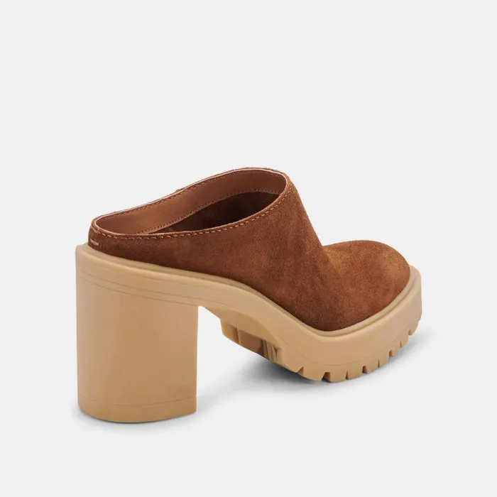 Dolce Vita Carry Heels Camel Suede Women Mules and Clogs