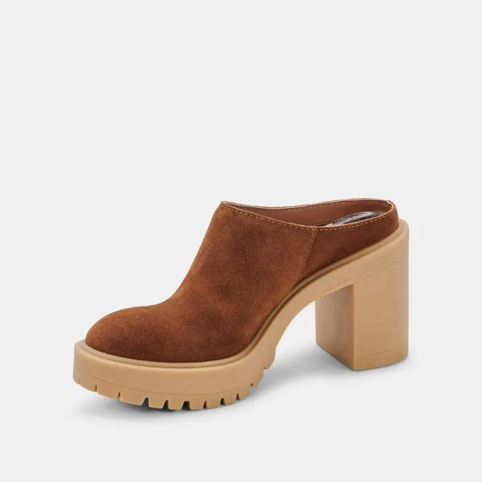 Dolce Vita Carry Heels Camel Suede Women Mules and Clogs
