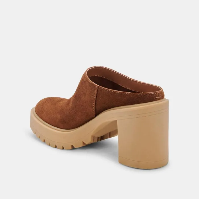 Dolce Vita Carry Heels Camel Suede Women Mules and Clogs