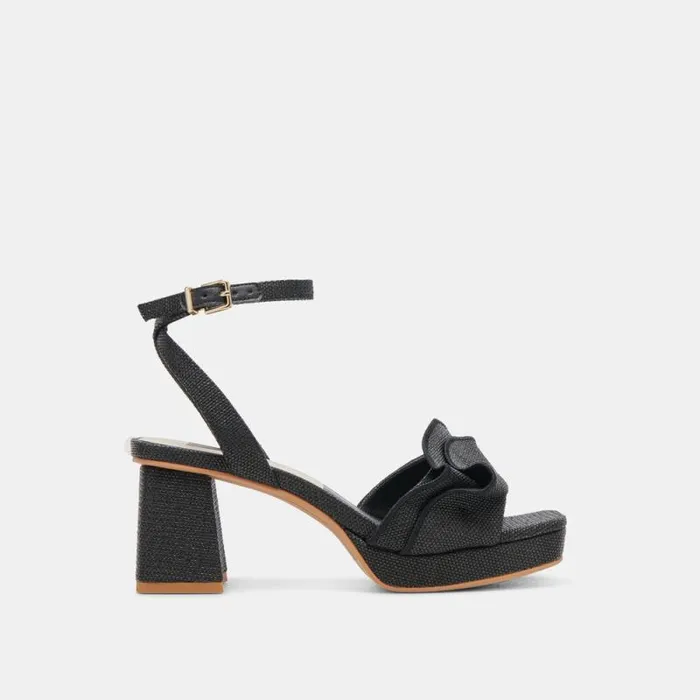 Dolce Vita Cheer Heels Black Raffia Women Heels